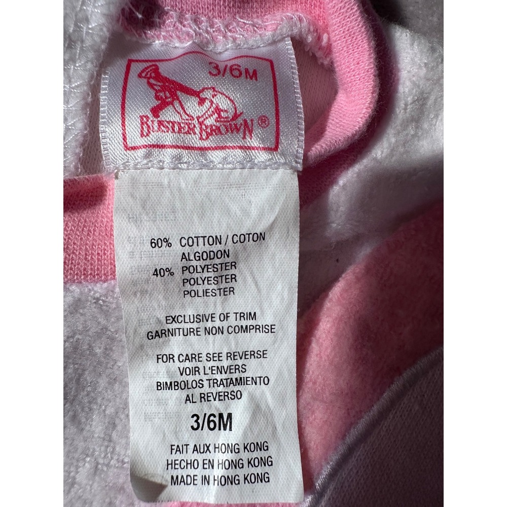 Vintage Buster Brown Pink Bunny Rabbit Baby Romper Jumpsuit 3/6M Long Sleeve - Picture 2 of 3